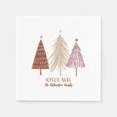 Joyeux Noel Vrolijk Kerstfeest Feestelijke Bomen V Servet (Voorkant)