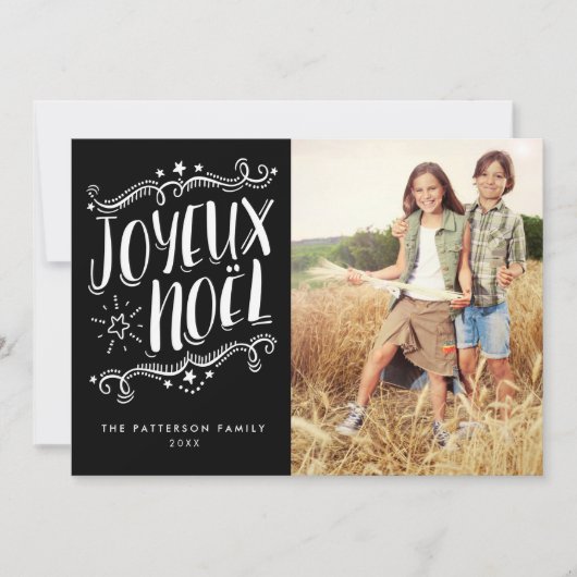 Joyeux Noel Vrolijk Kerstfeest Fotokaart Feestdagenkaart (Voorkant)