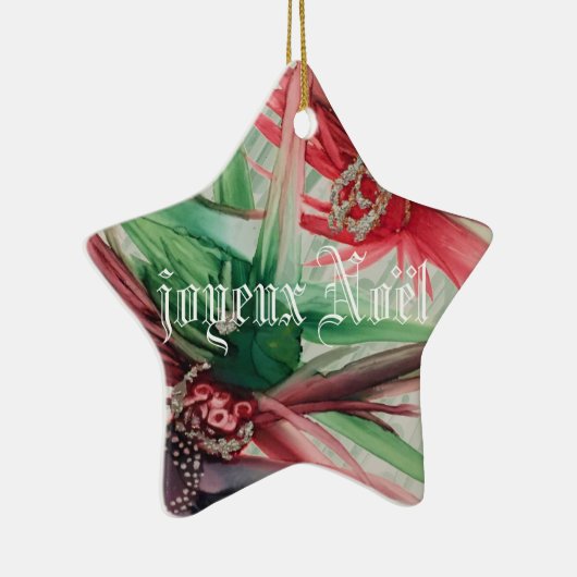 joyeux Noel/Vrolijk kerstfeest in het Frans Keramisch Ornament (Rechts)