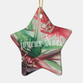 joyeux Noel/Vrolijk kerstfeest in het Frans Keramisch Ornament (Links)