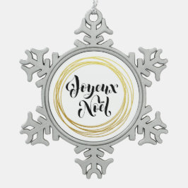 Joyeux Noël - Vrolijk kerstfeest in het Frans Tin Sneeuwvlok Ornament