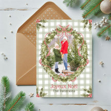Joyeux Noël Waterverf Floral Bow Familiefoto