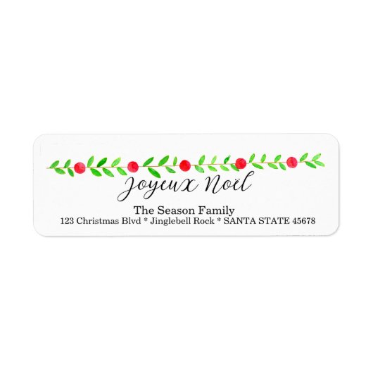 Joyeux Noël, waterverf kerstbanner Etiket (Voorkant)