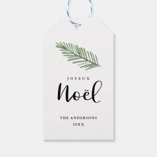 Joyeux Noel Waterverf Modern Vakantie Minimalist Cadeaulabel (Achterkant)