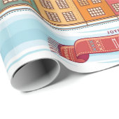 Joyeux Noel winterhuizen sneeuwdorpspatroon Cadeaupapier (Rol Hoek)