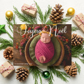 Joyeux Noël Wit Script Baby Foto Kerstmis Feestdagenkaart