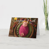 Joyeux Noël Wit Script Chique Foto Kerstmis Feestdagen Kaart (Voorkant)