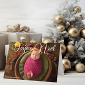 Joyeux Noël Wit Script Chique Foto Kerstmis Feestdagen Kaart