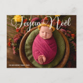 Joyeux Noël Wit Script Chique Foto Kerstmis Feestdagenkaart (Voorkant)