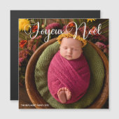 Joyeux Noël Wit Script Foto Kerstmagneet (Voorkant / Achterkant)