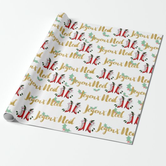 Joyeux Noel Wrapping Paper Cadeaupapier (Uitgerold)