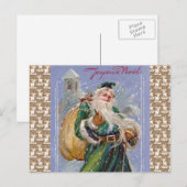 Joyeuze Noel aka Merry Christmas Green Santa Claus Feestdagenkaart (Voorkant / Achterkant)