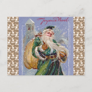 Joyeuze Noel aka Merry Christmas Green Santa Claus Feestdagenkaart