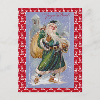 Joyeuze Noel aka Merry Christmas Green Santa Claus Feestdagenkaart