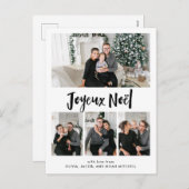 Joyeuze Noel | Black and White Multi Photo Grid Feestdagenkaart (Voorkant / Achterkant)