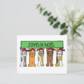 Joyeuze Noel French Happy Christmas Cats Feestdagenkaart (Staand voorkant)