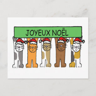 Joyeuze Noel French Happy Christmas Cats Feestdagenkaart