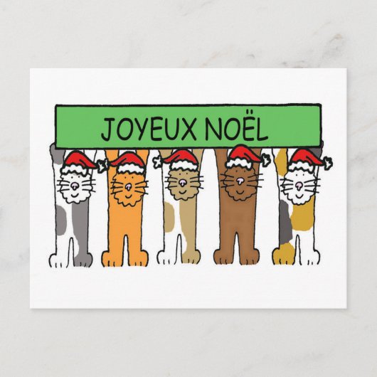 Joyeuze Noel French Happy Christmas Cats Feestdagenkaart (Voorkant)
