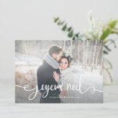 Joyeuze Noel | Modern Rustic French Christmas Foto Feestdagenkaart (Staand voorkant)