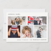 Joyeuze Noel Photo Collage | Black Gingham Feestdagenkaart (Voorkant)