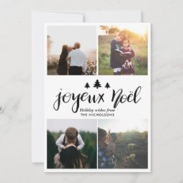 Joyeuze Noel Typography | Four Holiday Photo Feestdagenkaart