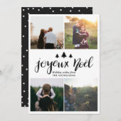 Joyeuze Noel Typography | Four Holiday Photo Feestdagenkaart (Voorkant / Achterkant)