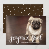 Joyeuze Noel Typography | Holiday Photo Feestdagenkaart (Voorkant / Achterkant)