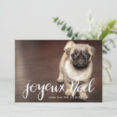 Joyeuze Noel Typography | Holiday Photo Feestdagenkaart (Staand voorkant)
