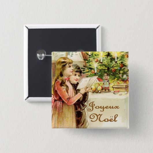 Joyeuze Noel Vierkante Button 5,1 Cm (Voorkant /achterkant)