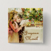 Joyeuze Noel Vierkante Button 5,1 Cm (Voorkant)