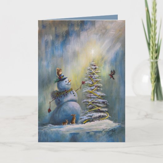 Joyfoy Licht - Sneeuwman Kerstmis Kaart (Voorkant)