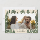 Joyful 2 Foto Familie Winter Kerstbomen Feestdagenkaart (Voorkant)