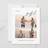 Joyful 3 foto modern vrolijk kerstfeest feestdagenkaart (Voorkant)