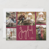 JOYFUL 5 foto Cranberry Kerstmis Feestdagenkaart (Voorkant)