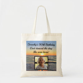 JOYFUL 90TH BIRTHDAY GEPERSONALISEERDE FOTO TOTE BAG