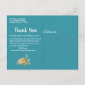 Joyful Abstract roze, Sky-blue - roze bloemen Aankondigingskaart (Achterkant)