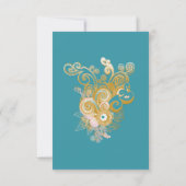 Joyful Abstract roze, Sky-blue - roze bloemen RSVP Kaartje (Achterkant)