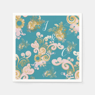Joyful Abstract roze, Sky-blue - roze bloemen Servet