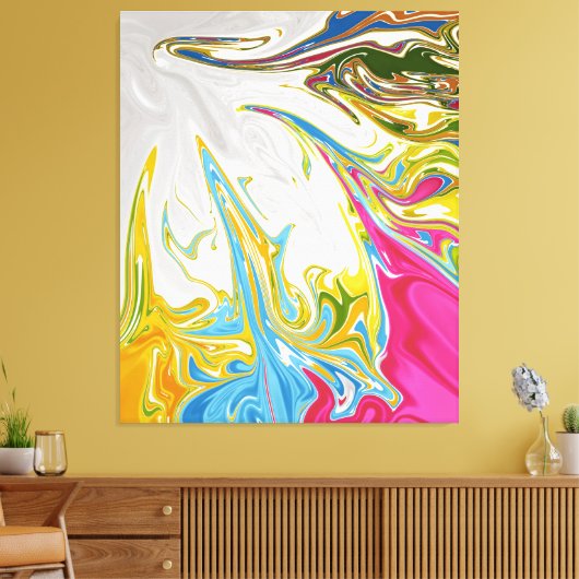 Joyful Abstract schilderen | Beste kleurrijke fijn Canvas Afdruk (Insitu (Woonkamer))