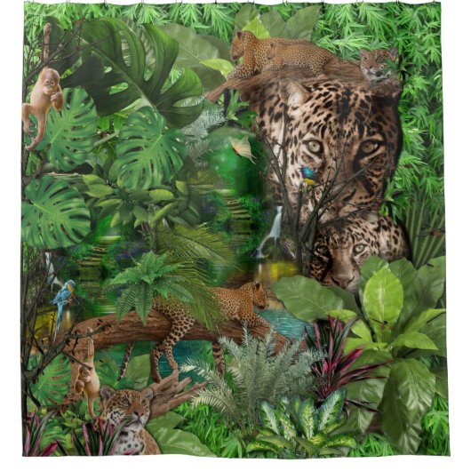 Joyful African Oerwoud Douchegordijn (Voorkant)