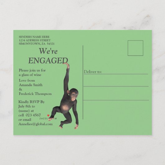 Joyful African Oerwoud Uitnodiging Briefkaart (Achterkant)