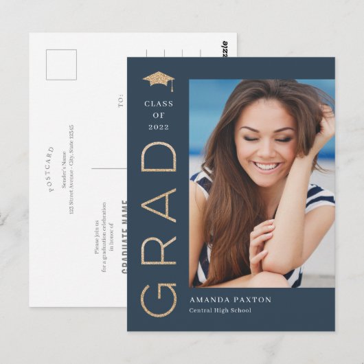 Joyful Afstudeerder Editable Color Afstuderen Brie Briefkaart (Voorkant / Achterkant)