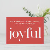 Joyful and Blessed Red Kerstfeestay Greeting Feestdagenkaart (Staand voorkant)