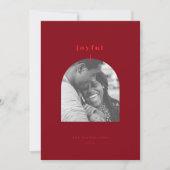 Joyful Arched Photo Holiday Card Feestdagenkaart (Voorkant)