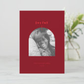 Joyful Arched Photo Holiday Card Feestdagenkaart (Staand voorkant)