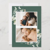 Joyful Arctic Winter Botanical foto Green Feestdagenkaart (Achterkant)