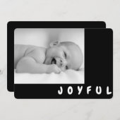 Joyful B/W Kind Foto Zwart Vakantie Kaart (Voorkant / Achterkant)