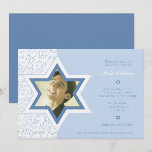 Joyful - Bar Mitzvah Uitnodiging (Voorkant / Achterkant)