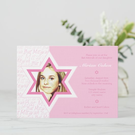 Joyful - Bat Mitzvah Uitnodiging (Staand voorkant)