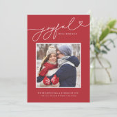 Joyful Beginnings Kerstzwangerschapsuitkondiging Feestdagenkaart (Staand voorkant)